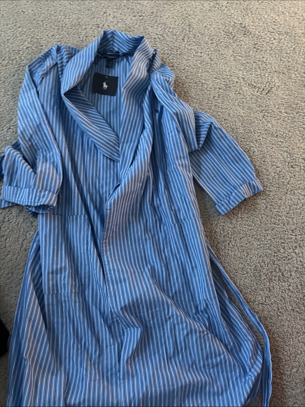Ralph Lauren Blue & White Striped Shirt Robe